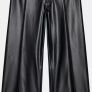 Zara leather effect Wide leg trousers Image 2