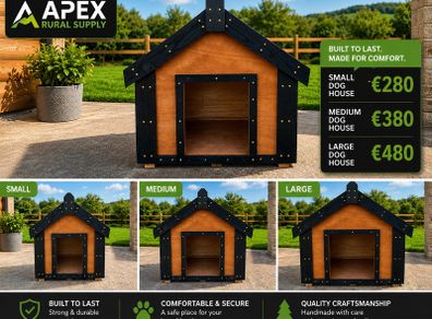 Handmade Wooden Dog Houses Small, Medium & Large Sizes Available