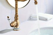 Bathroom Faucet  Antique Brass Tap  &amp; Celadon Porcelain