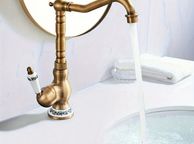 main image for ad Bathroom Faucet  Antique Brass Tap  &amp; Celadon Porcelain