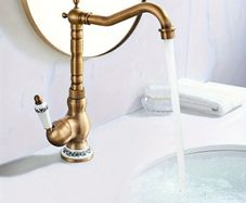 Bathroom Faucet  Antique Brass Tap  & Celadon Porcelain