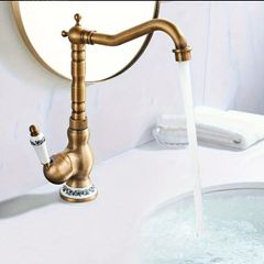 Bathroom Faucet  Antique Brass Tap  & Celadon Porcelain