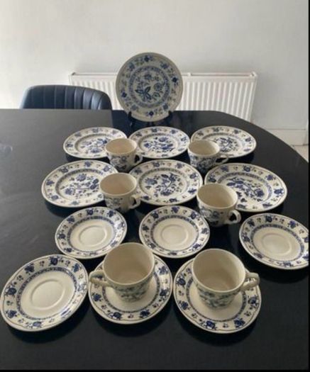 Fabulous Blue onion Ironstone  19 piece tea set