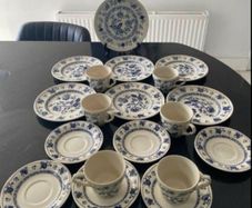 Fabulous vintage Blue onion Ironstone  19 piece tea set