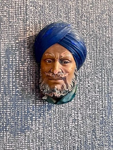 Bossons Head SIKH Chalkware Wall Hanging Vintage 1966 Made In England