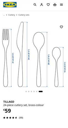 Ikea Tillagad 24 piece cutlery set - Gold
