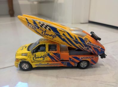 Toy jeep and speed boat