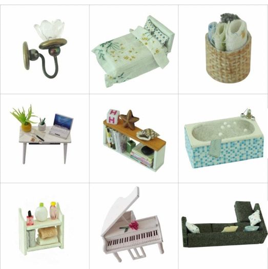 Dollhouse Miniature with Furniture, DIY DollHouse Kit Plus Dust Proof and Music Movement, 1:24 Scale Creative Room (MULTIPLE STYLES