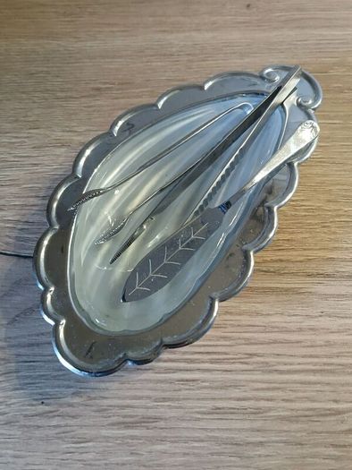 Vintage Shell Shape Metal/Glass Dish