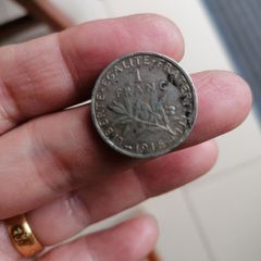 1915 France Silver One Franc Coin