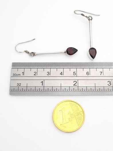 Vintage 925 Sterling Silver Garnet Earrings
