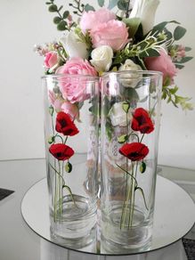 Glassware , Poppies Glassware, Set of 2 glass , poppies