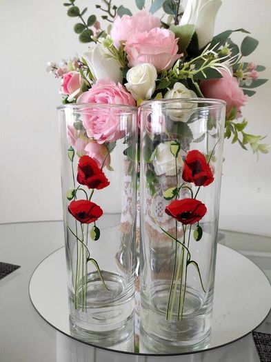 Glassware , Poppies Glassware, Set of 2 glass , poppies