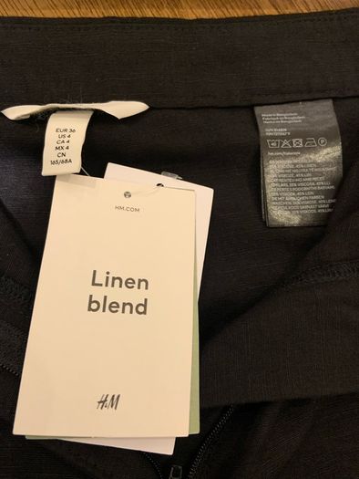 Linen Blend Black Trousers