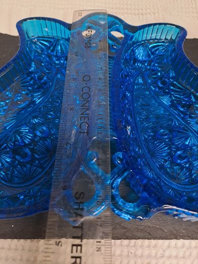 Vintage Turquoise Pressed Glass Twin Serving Dish