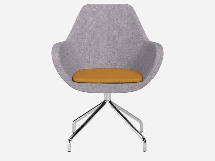 Fan Fabric Armchair Chrome Base Light Grey Finish