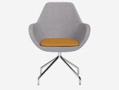 Fan Fabric Armchair Chrome Base Light Grey Finish