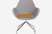 Fan Fabric Armchair Chrome Base Light Grey Finish