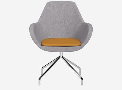 Fan Fabric Armchair Chrome Base Light Grey Finish