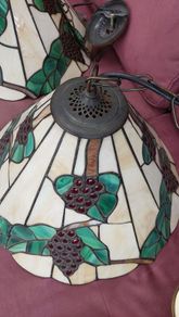 pair of Tiffany style pendant light fittings.