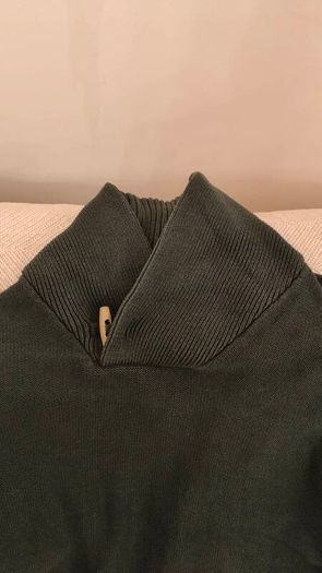 Springfield Mens Size M Knit Shawl Collar Green Cotton Pullover Sweater