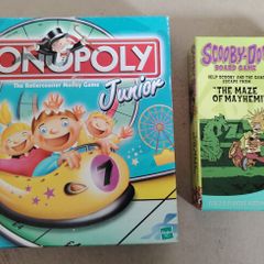 Scooby-Doo Maze of Mayhem 2007 & Monopoly Junior 2001 Board Game Bundle COMPLETE