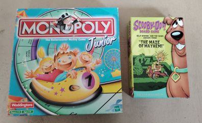 Scooby-Doo Maze of Mayhem 2007 & Monopoly Junior 2001 Board Game Bundle COMPLETE