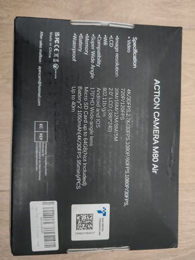 Apexcam M80 Air 4K Action Camera, WiFi, Waterproof 40m