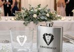 Groomsman Laser Engraved Hip Flask and Whiskey Glass Gift Set