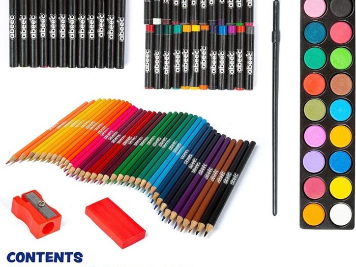 Wooden Art Case Art Supplies  Kids Art Set  Gifts For Kids  Contains Colouring Pencils, Felt Tips, Oil Pastels For Kids, Kids Painting Set, Crayons And More (FREE POSTAGE)