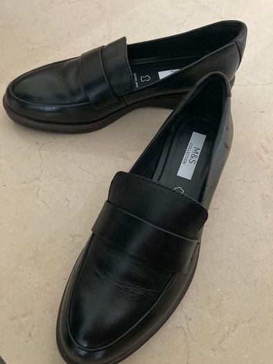 Marks & Spencer's Black Leather Loafers Size 3.5
