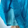 Vintage 1980s turquoise blue pleated midi length skirt. Made in Ireland by Michel Ambers, size 12. Image 9