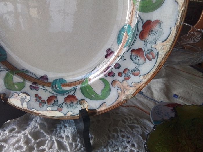 Antique Art Noveau Styling Hand Painted Red Pattern 4342 Plate