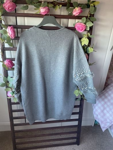 cardigan bnwt grey edge to edge cardigan size 10 embellished