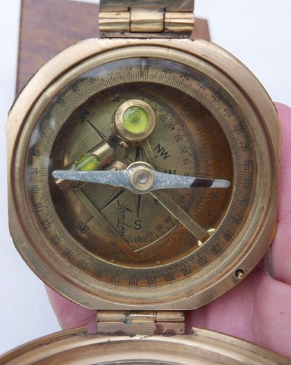 Vintage Stanley London Brunton  Brass Nautical Compass with Wooden Box