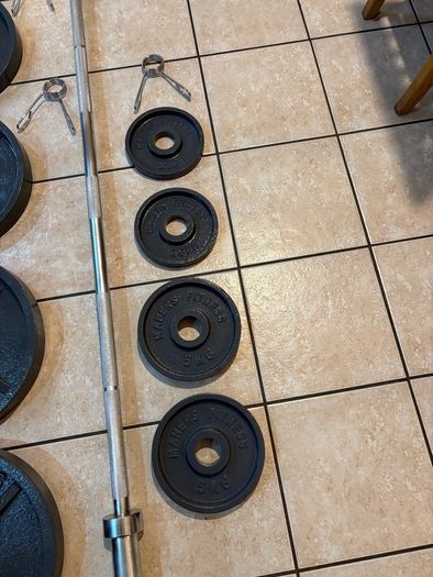 Olympic Metal Weights, Olympic Barbell, Ez Curl Bar And Collars,