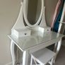 Elegant White Dressing Table with Oval Mirror & Stool Image 4
