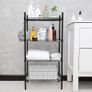4 Tier Shelving Unit, VooNEEN Metal Shelving Unit Free Standing Small Storage Rack with 4 Hooks, Wire Organisation Racking Shelves for For Pantry Kitchen Livingroom Bathroom Office, 45x30x90 CM Image 2