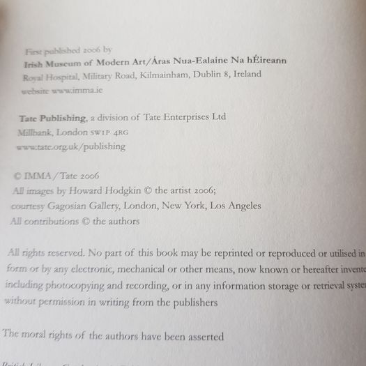 Writers on Howard  Hodgkin  valuable  Hardback book  c/w Dust jacket . In excellent  condition.