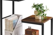 G-Shaped End Table Small Side Table for Living Room Corner Tables for Small Spaces,Balcony,Couch,Bedroom,Flower Stand Rustic Brown