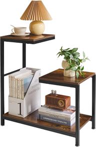G-Shaped End Table Small Side Table for Living Room Corner Tables for Small Spaces,Balcony,Couch,Bedroom,Flower Stand Rustic Brown
