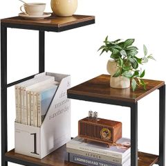 G-Shaped End Table Small Side Table for Living Room Corner Tables for Small Spaces,Balcony,Couch,Bedroom,Flower Stand Rustic Brown