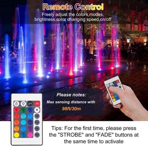 Pond Lights Mains Powered, RGB Underwater Spot Light Aquarium Lights with Remote Control IP68 Waterproof Multicolour Submersible Lights for Fish Tank Garden Yard Pool Fountain Pond MULTIPLE OPTIONS AVAILABLE (FREE PISTAGE)