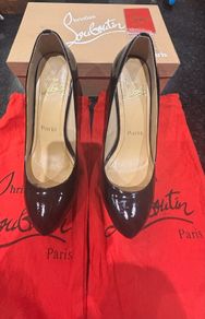 Ladies Shoes Louboutin Style. Black Patent Leather