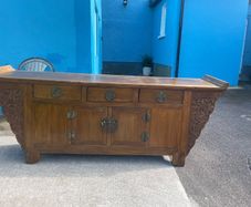 Antique Carved Hardwood Chinese Altar Console Table Sideboard Buffet Credenza