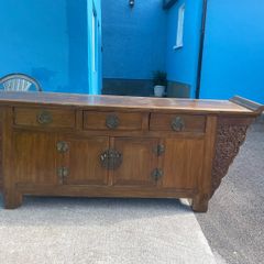 Antique Carved Hardwood Chinese Altar Console Table Sideboard Buffet Credenza