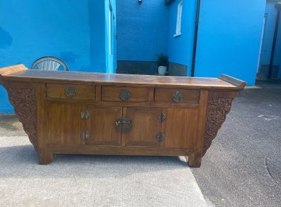 Antique Carved Hardwood Chinese Altar Console Table Sideboard Buffet Credenza