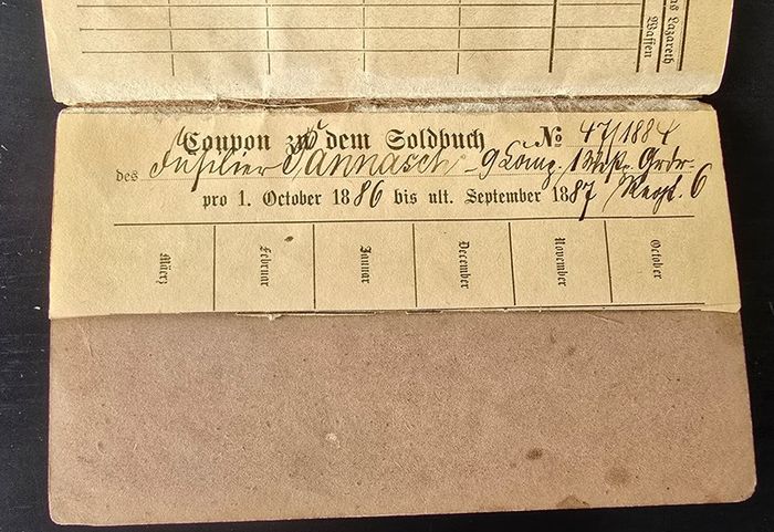 German Army Soldbuch from 1887
