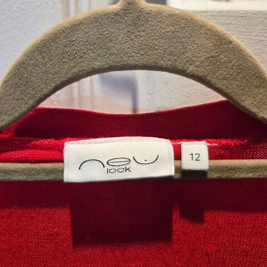 Red V neck cardigan