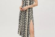 Urban Outfitters Black And White Patterned Slip Dress